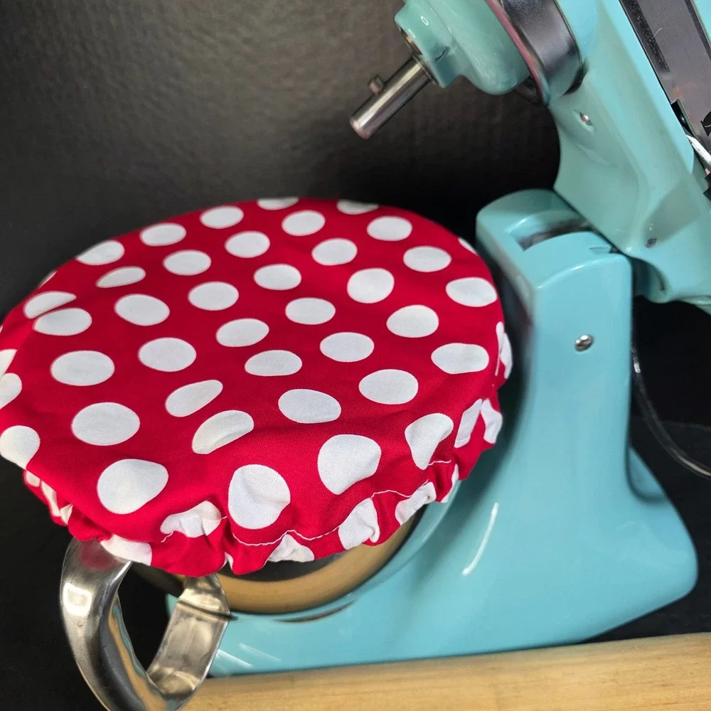 Video Game / Red White Dot Reversible KitchenAid Mixer‎ Mixing Bowl Cover Baking